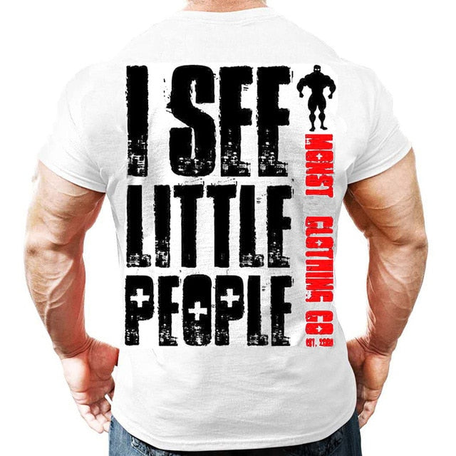 Printed Running T Shirt Men Cotton Sport Gym Shirt Men Fitness Top Workout Clothing Sportswear Jogging Training Sports Tshirt