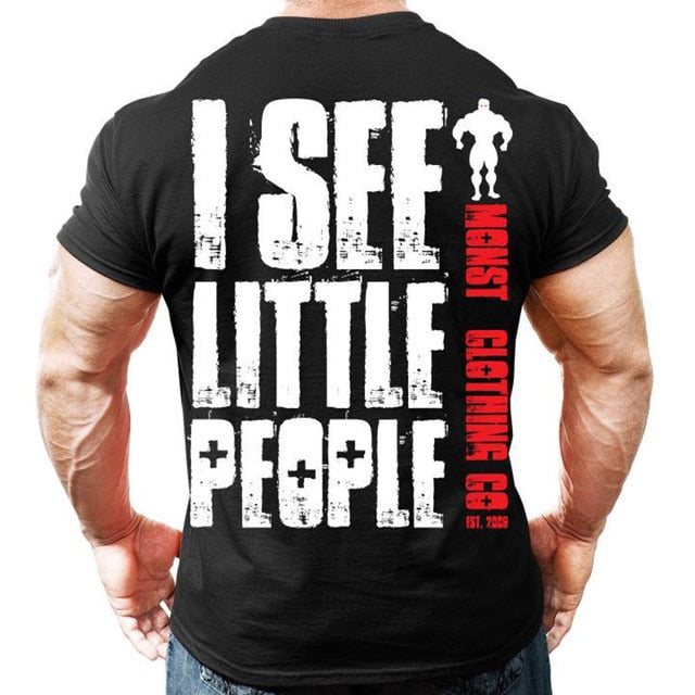 Printed Running T Shirt Men Cotton Sport Gym Shirt Men Fitness Top Workout Clothing Sportswear Jogging Training Sports Tshirt