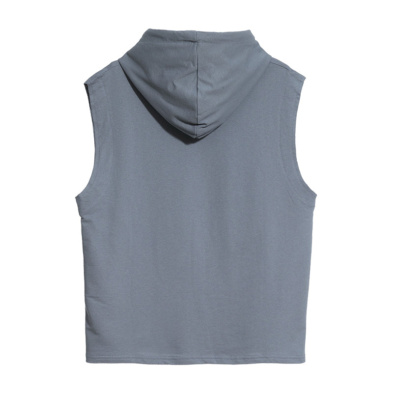 Sleeveless Letter Print Hooded Tops Tees Shirts Summer Men Tank Top Casual Loose Hip Hop Hoodie Clothing