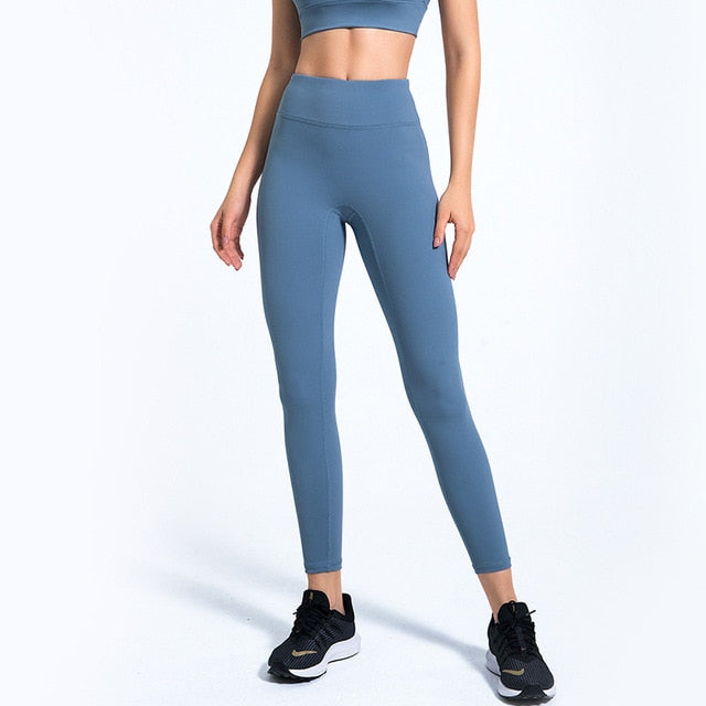 Seamless Solid No T-Line Yoga Leggings High Elastics Jogging Pants High Waist Hips Lifting Gym Fitness Female Sports Pants